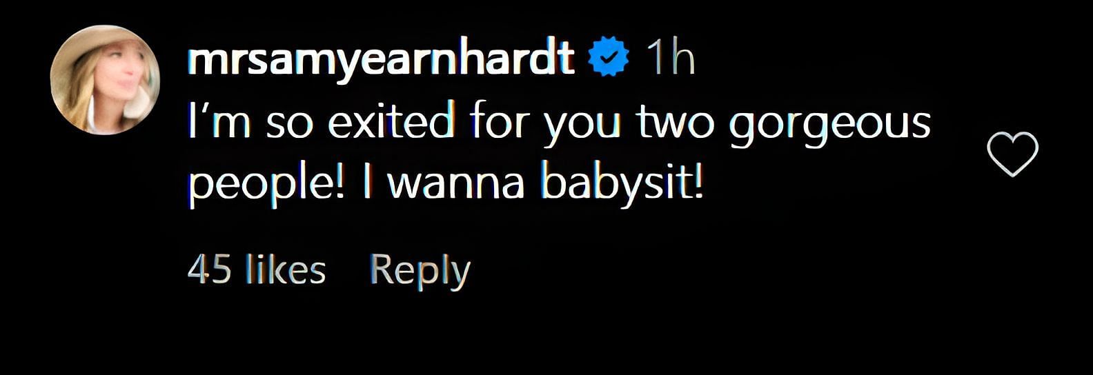 Amy Earnhardt's congratulated the couple (Source: @giannatulio on Instagram)